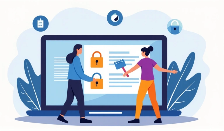 Illustration of a person interacting with a secure online shopping cart