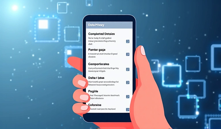 Illustration of a person reviewing their data privacy settings on a smartphone