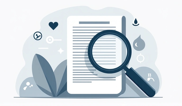 Digital illustration of a legal document with a magnifying glass over it, symbolizing terms and conditions review. In the background, abstract healthy lifestyle icons.